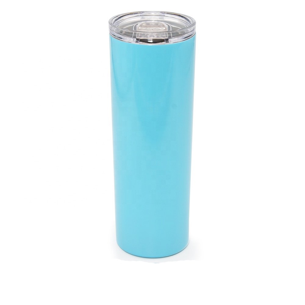 20oz Skinny Tumbler coffee mug wholesale double wall stainless steel vacuum insulation cup Water bottle with straw plastic lid