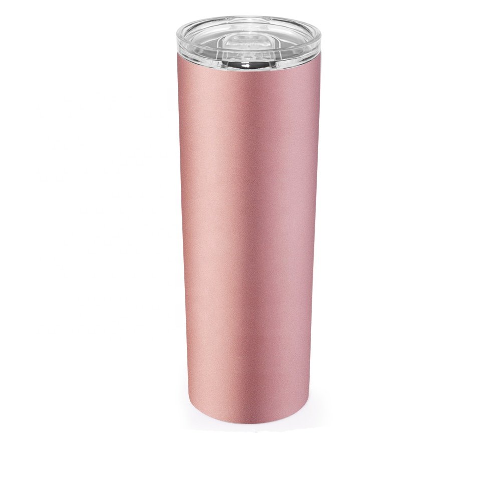 20oz Skinny Tumbler coffee mug wholesale double wall stainless steel vacuum insulation cup Water bottle with straw plastic lid