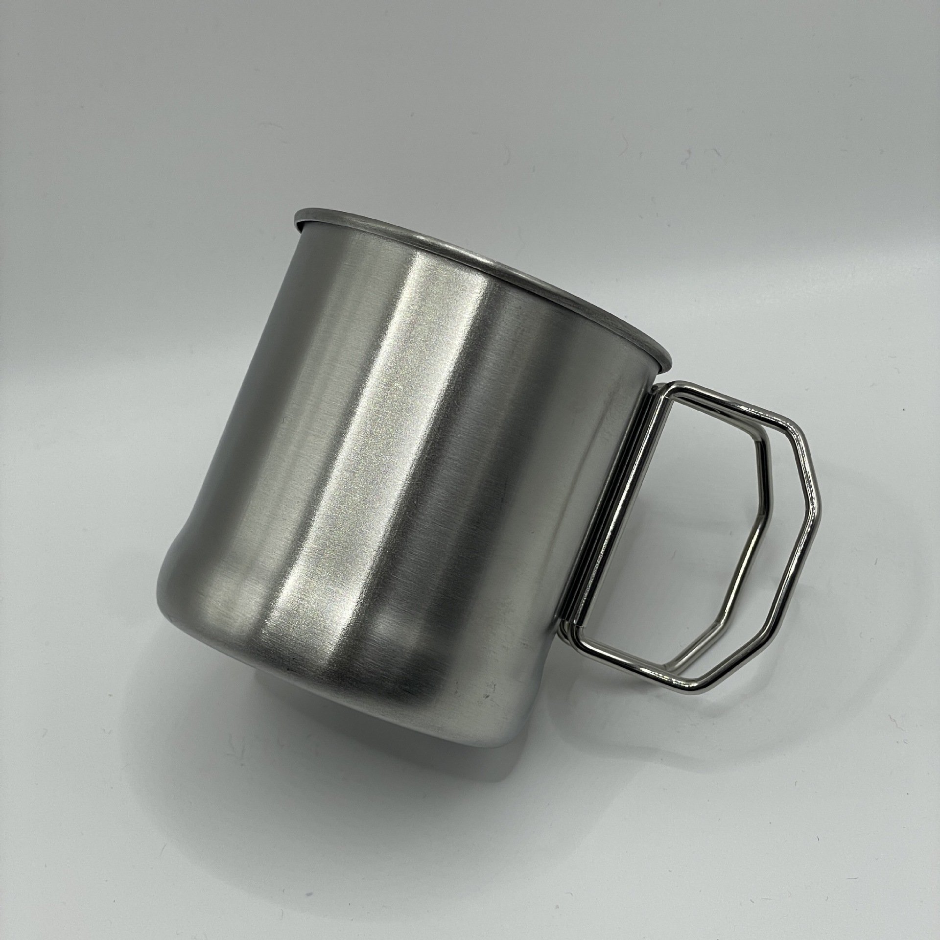 Outdoor travel custom 300ml portable stainless steel beer camping mug cup reusable foldable coffee mug with handle