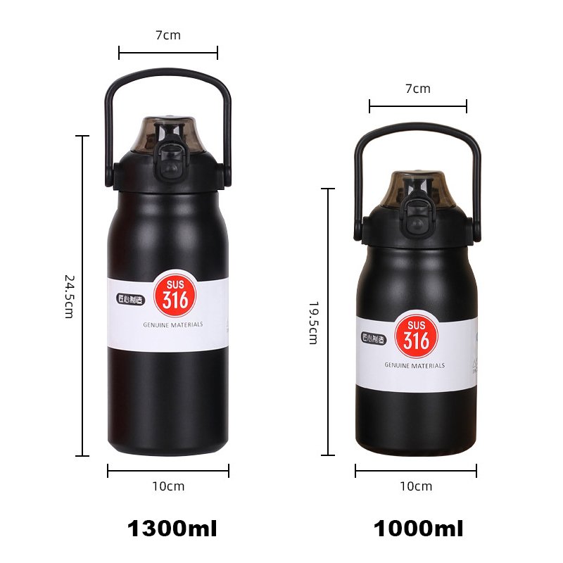 1500ml 1300ml 1000ml 800ml stainless steel sports bottle portable water bottle with grip accept custom Logo
