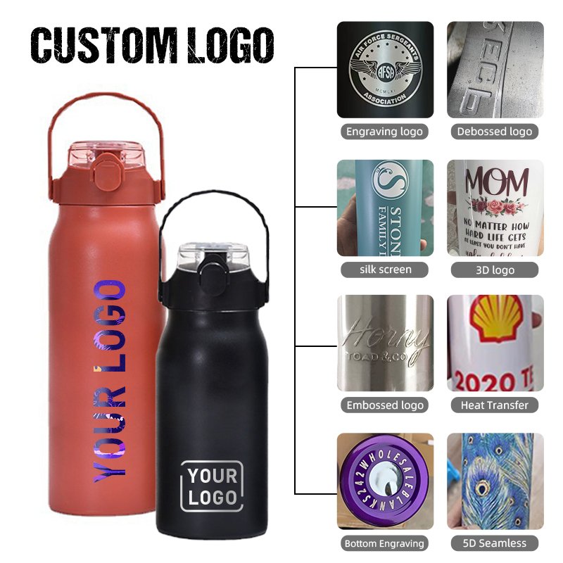1500ml 1300ml 1000ml 800ml stainless steel sports bottle portable water bottle with grip accept custom Logo