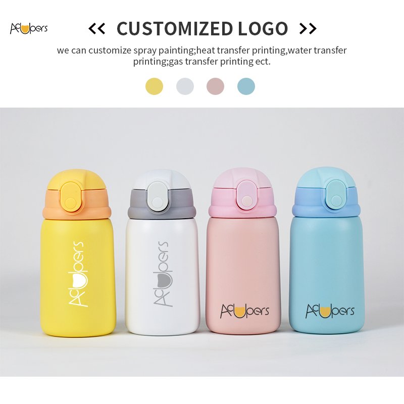 WJ5586 12oz 350ml Customize Wholesale Portable Mini school 316 Stainless Steel Vacuum Thermos Flask Kids Water Bottle With Straw