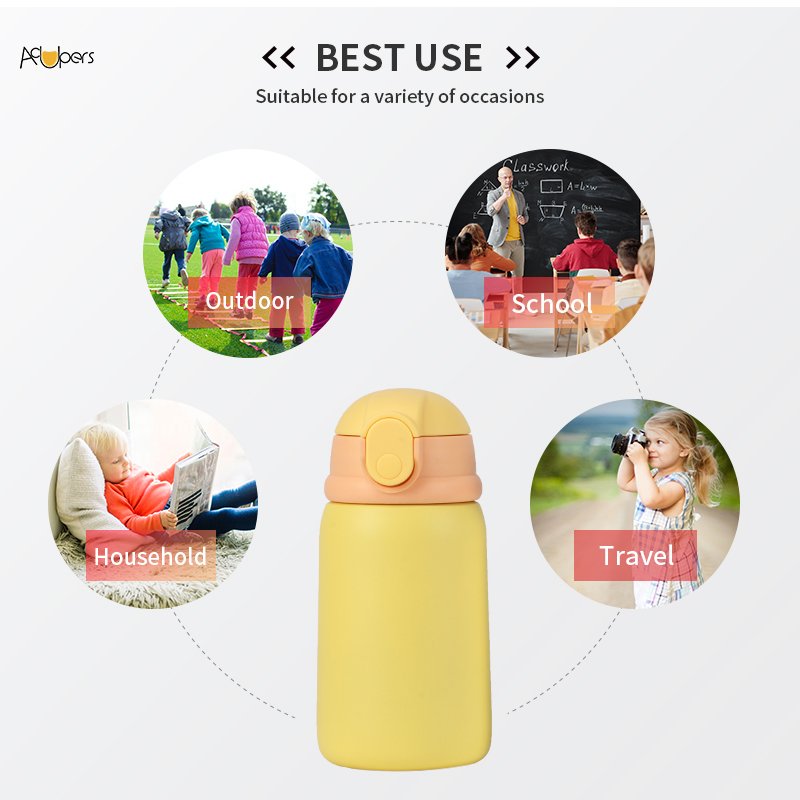 WJ5586 12oz 350ml Customize Wholesale Portable Mini school 316 Stainless Steel Vacuum Thermos Flask Kids Water Bottle With Straw