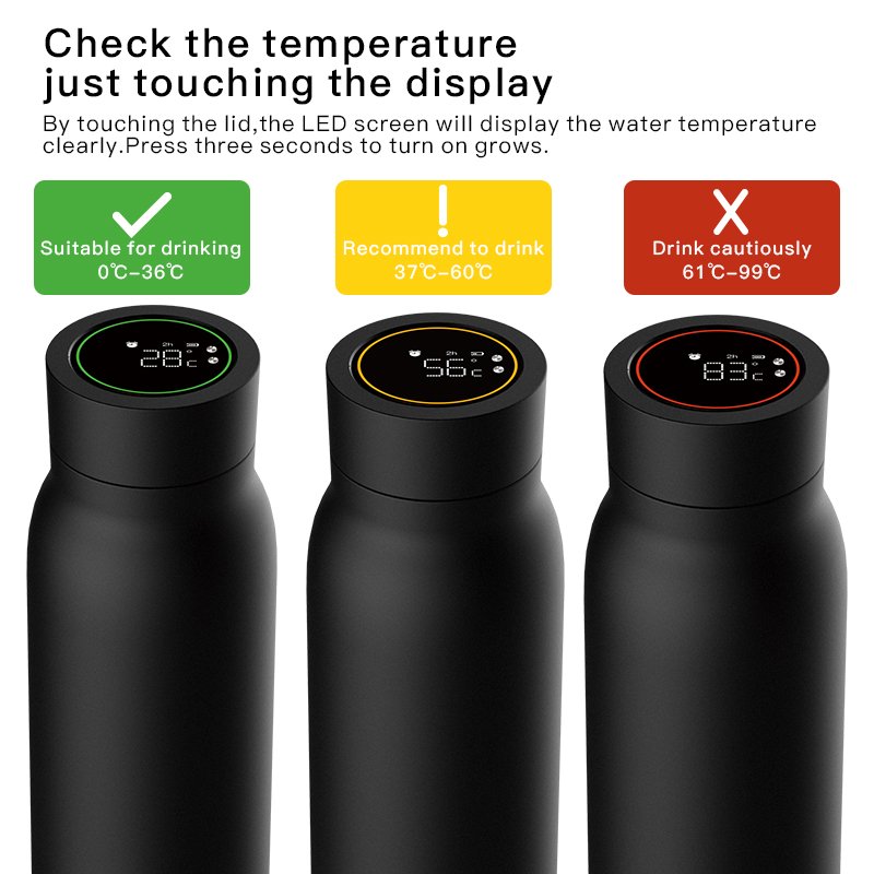 LCD Temperature Display Smart Drinkware Intelligent Double Wall Vacuum Insulated Water Bottle