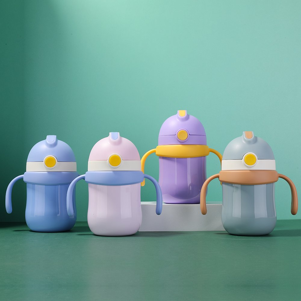 260ML Double Wall Kids Stainless Steel Water Bottles With Handle/Straw Bottle For Kids