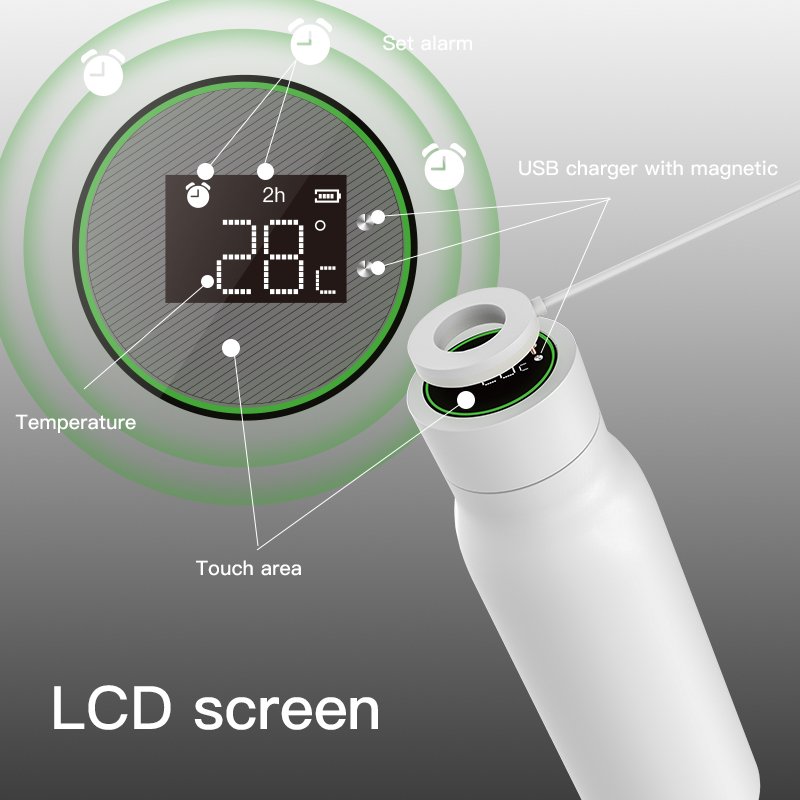 24 Hours Temperature Bottle Rechargeable Vacuum Flasks Water Bottle Smart Water Bottles with Alarm