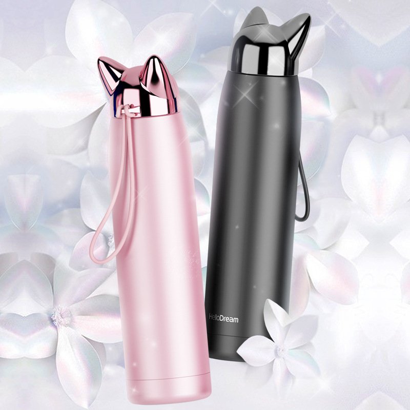 New Design Special Custom Logo BPA Free Animal Flash Fox Lid Stainless Steel Thermal Water Bottle