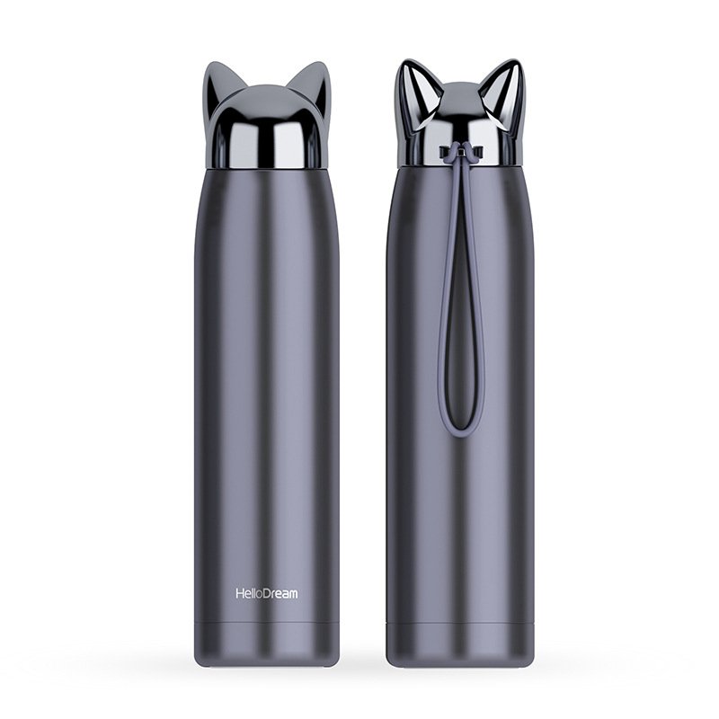 New Design Special Custom Logo BPA Free Animal Flash Fox Lid Stainless Steel Thermal Water Bottle