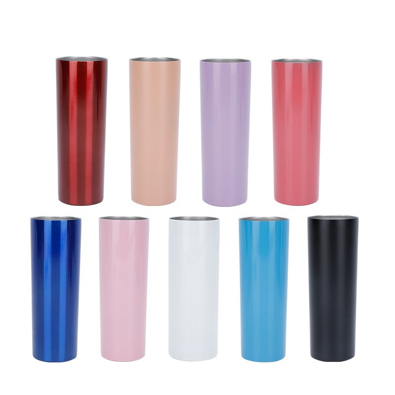 20Oz 600Ml Travel Outdoor Skinny Stainless Steel Tumbler Double Walled Water Bottle Vacuum Insulated Mug Cup Wholesale With Lid