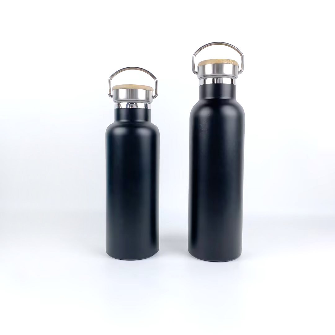 2024 Thermal Bottle Double Layer Vacuum Flask with Bamboo Lid NO Plastic 600ml 1000ml Large Capacity Bottle Logo Customized