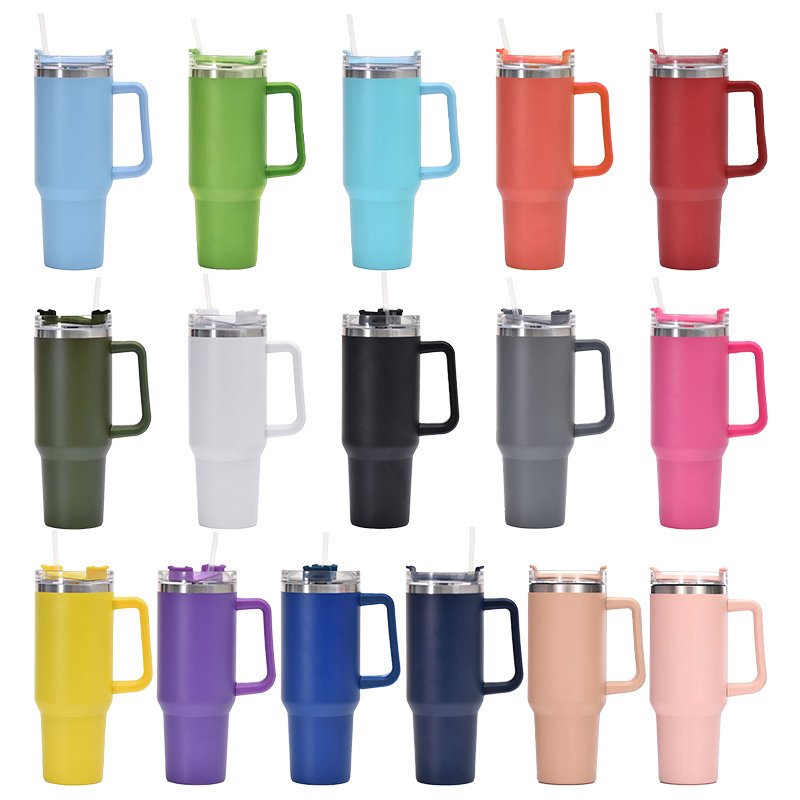 Hot stocked Multi Colors 40 oz Adventure Travel Mug 40oz Stainless Steel Tumbler Mugs 40oz Tumbler with Handle