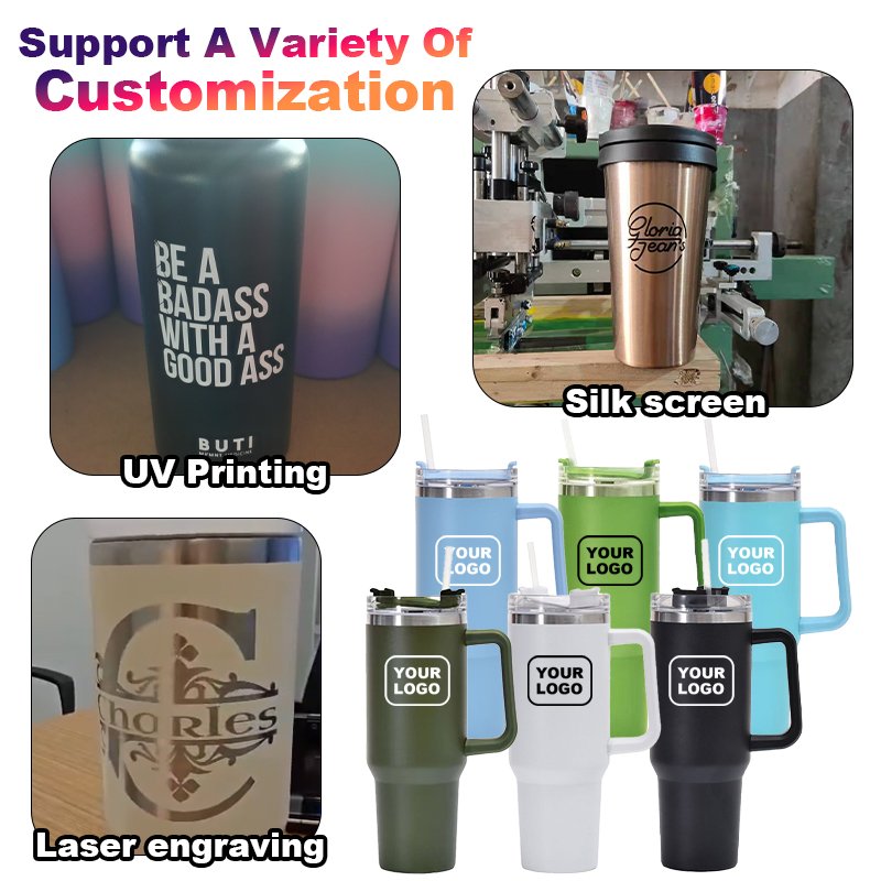 Hot stocked Multi Colors 40 oz Adventure Travel Mug 40oz Stainless Steel Tumbler Mugs 40oz Tumbler with Handle