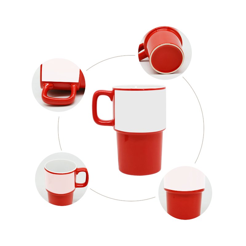 2022 New sublimation blanks mug color glazed customised mugs ceramic coffee mug with white patch