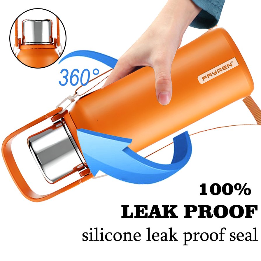 Customized 800 ml 1000 ml 1500 ml Insulated Bulk Water Bottle Thermal Thermoses Stainless Steel Vacuum Flask With Handle Strap