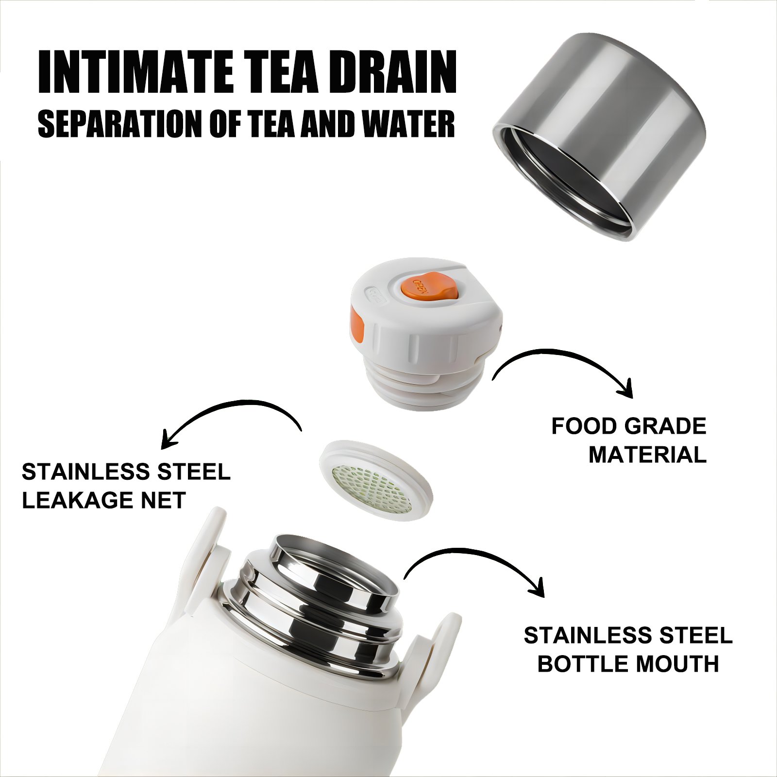 Customized 800 ml 1000 ml 1500 ml Insulated Bulk Water Bottle Thermal Thermoses Stainless Steel Vacuum Flask With Handle Strap