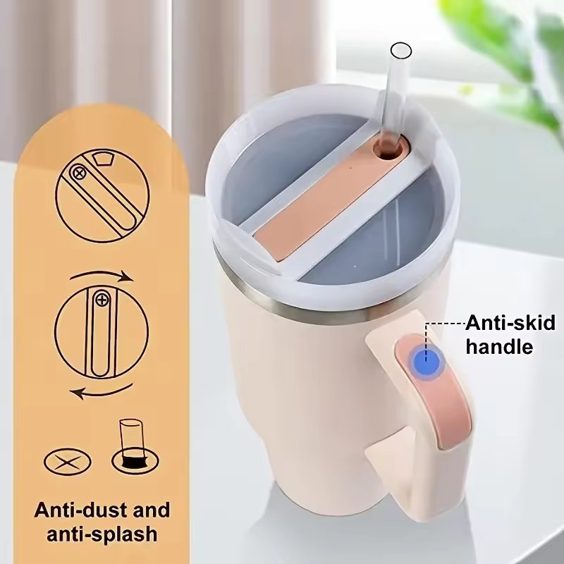 Custom 40oz Tumbler with Handle and Straw Lid Double Wall Vacuum Reusable Stainless Steel Water Bottle Travel Mug Cup Tumblers