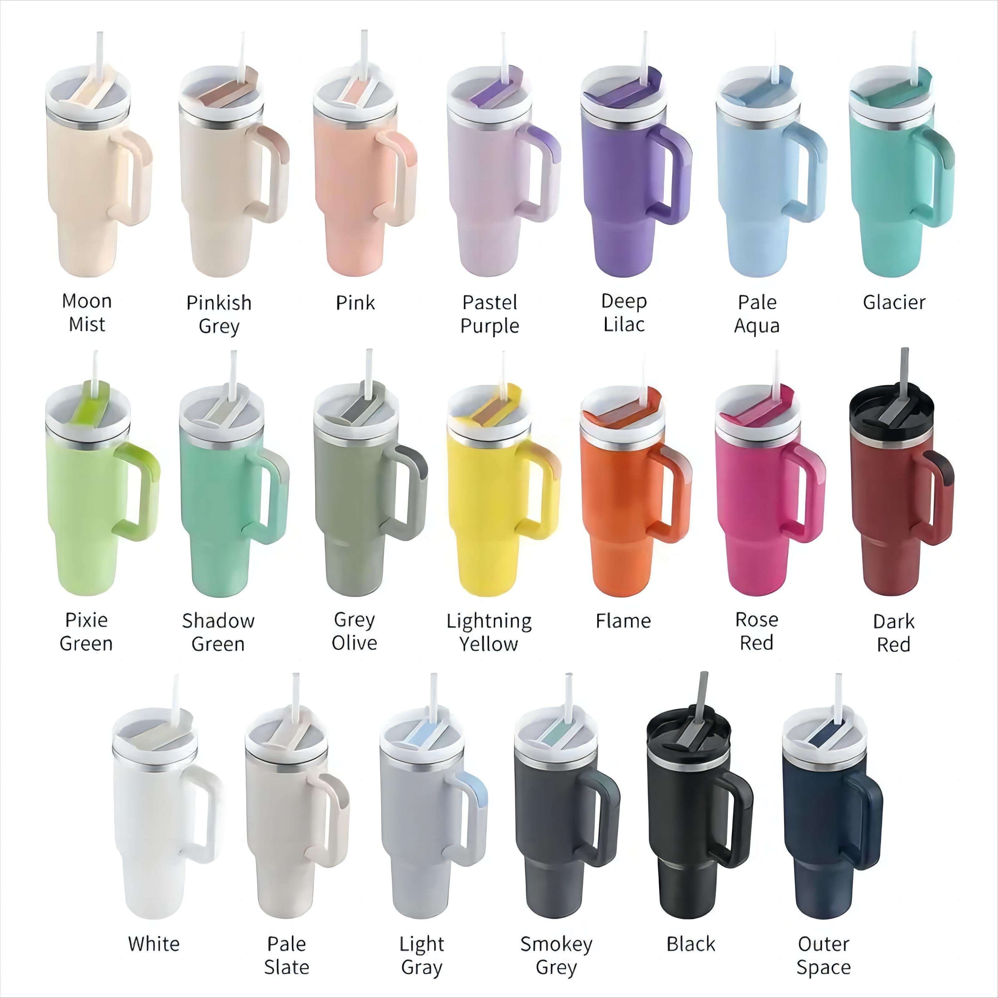Custom 40oz Tumbler with Handle and Straw Lid Double Wall Vacuum Reusable Stainless Steel Water Bottle Travel Mug Cup Tumblers