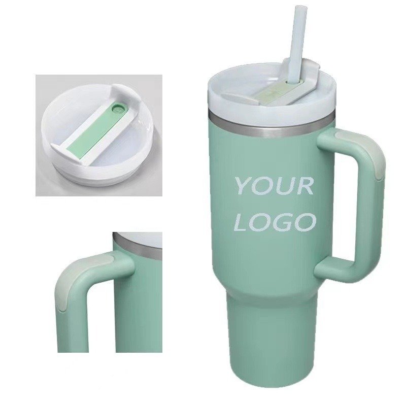 Custom 40oz Tumbler with Handle and Straw Lid Double Wall Vacuum Reusable Stainless Steel Water Bottle Travel Mug Cup Tumblers