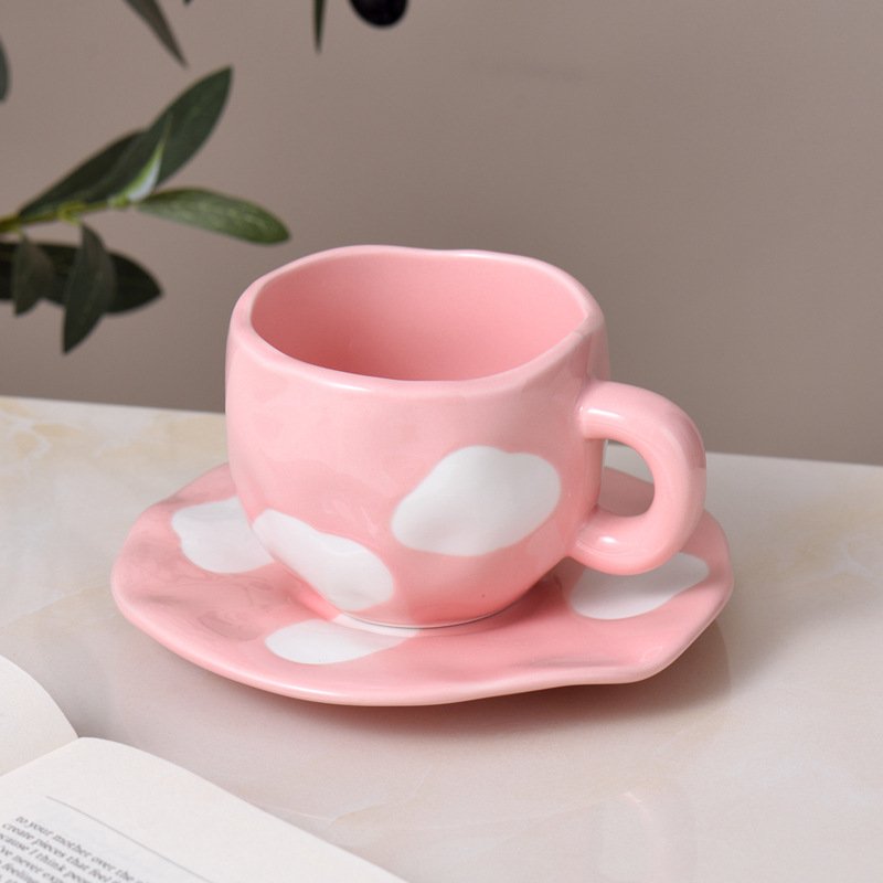 2023 Hand-Painted Retro Tea Saucer 200ML Insulated Coffee Mug with Handgrip Wholesale Stock for Afternoon Tea Drinkware