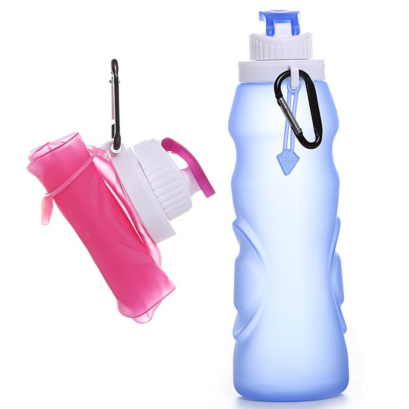 Leakproof Valve Reusable Silicone Foldable Collapsible Water Bottle