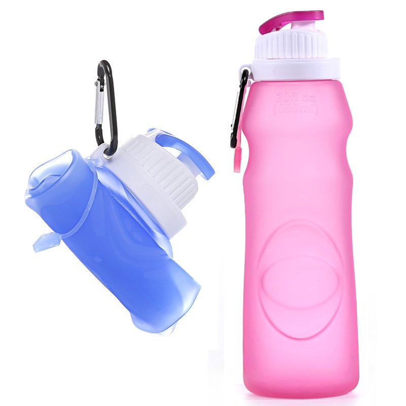 Leakproof Valve Reusable Silicone Foldable Collapsible Water Bottle