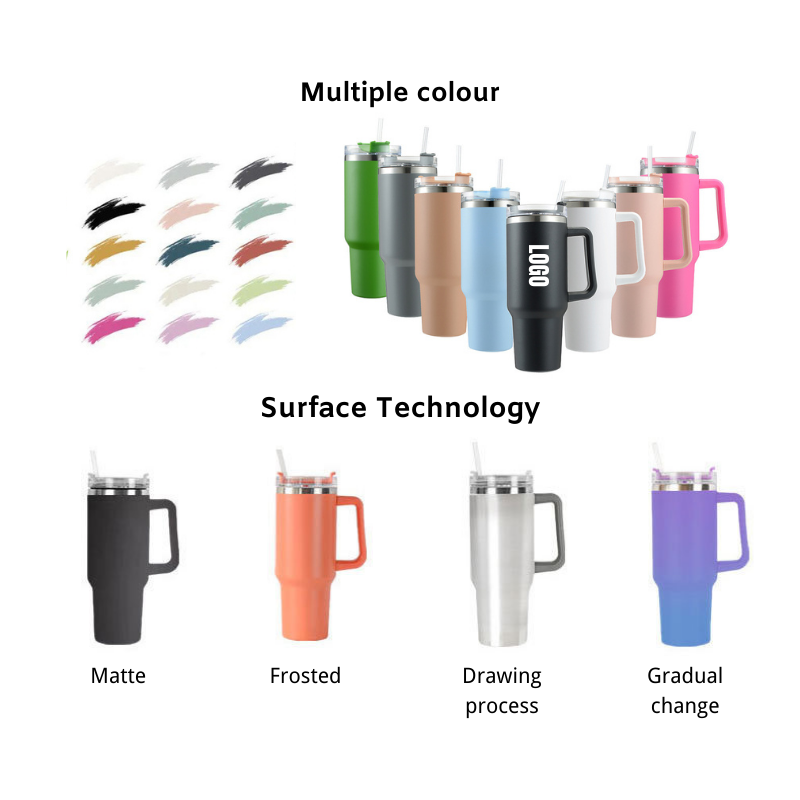 Stock Colors for 40 oz Adventure Stainless Steel Double Walls Vacuum Metal Cup Travel Coffee Mug Handgrip Coffee Mug