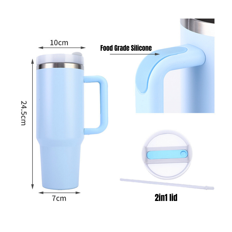 Stock Colors for 40 oz Adventure Stainless Steel Double Walls Vacuum Metal Cup Travel Coffee Mug Handgrip Coffee Mug