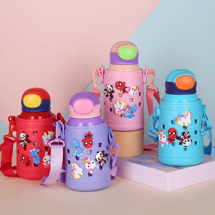 Insulated Stainless Steel Kids Water Bottle with Straw & Carry bag BPA Free Leakproof Double Walled Bottle Thermos for Boys G
