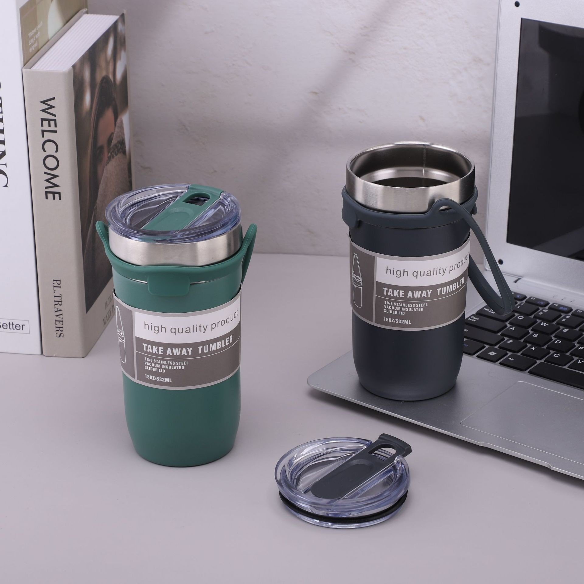 New Coffee mug Double-layer Insulation&Cold Preservation Ice Tyrant Cup 550ml/710ml Car Cup Carrying With silicone handle holder