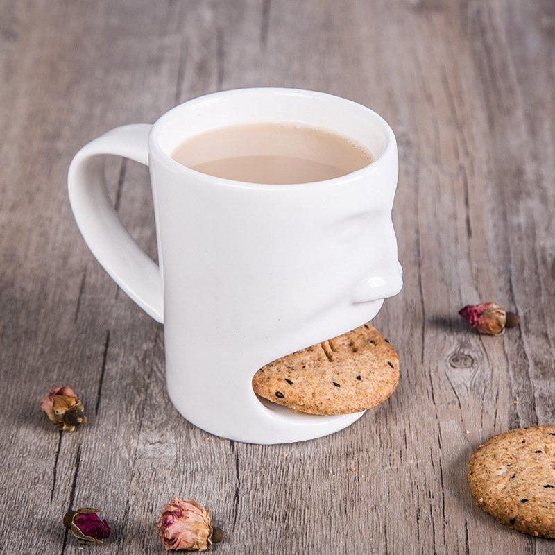 Wholesale Ceramic Biscuits Sublimation Mugs White Cookies Cup Ceramic Coffee Mug Tea Cup