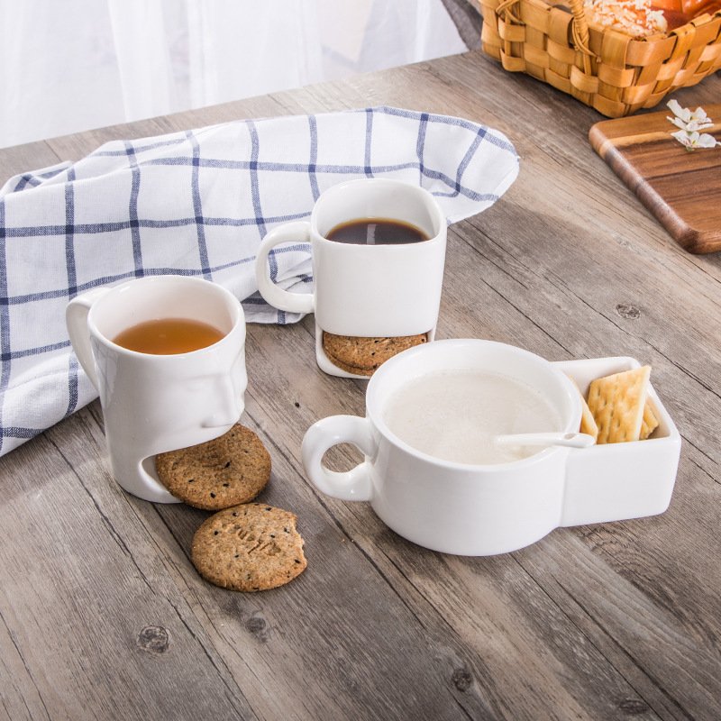 Wholesale Ceramic Biscuits Sublimation Mugs White Cookies Cup Ceramic Coffee Mug Tea Cup