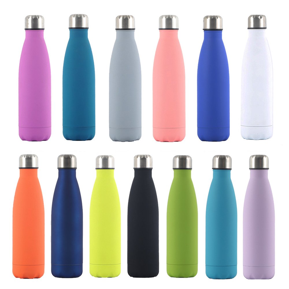17oz Stainless Steel Water Bottle Double Walled Sports Water Bottles Vacuum Insulated Cola Shape Travel Thermal Flask