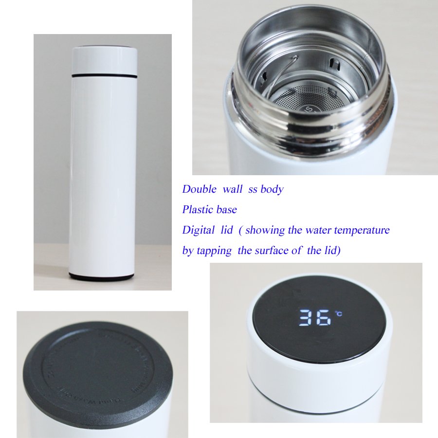 smart led temperature control 17 oz thermos cups LED Temperature Display Vacuum Flasks smart water bottle
