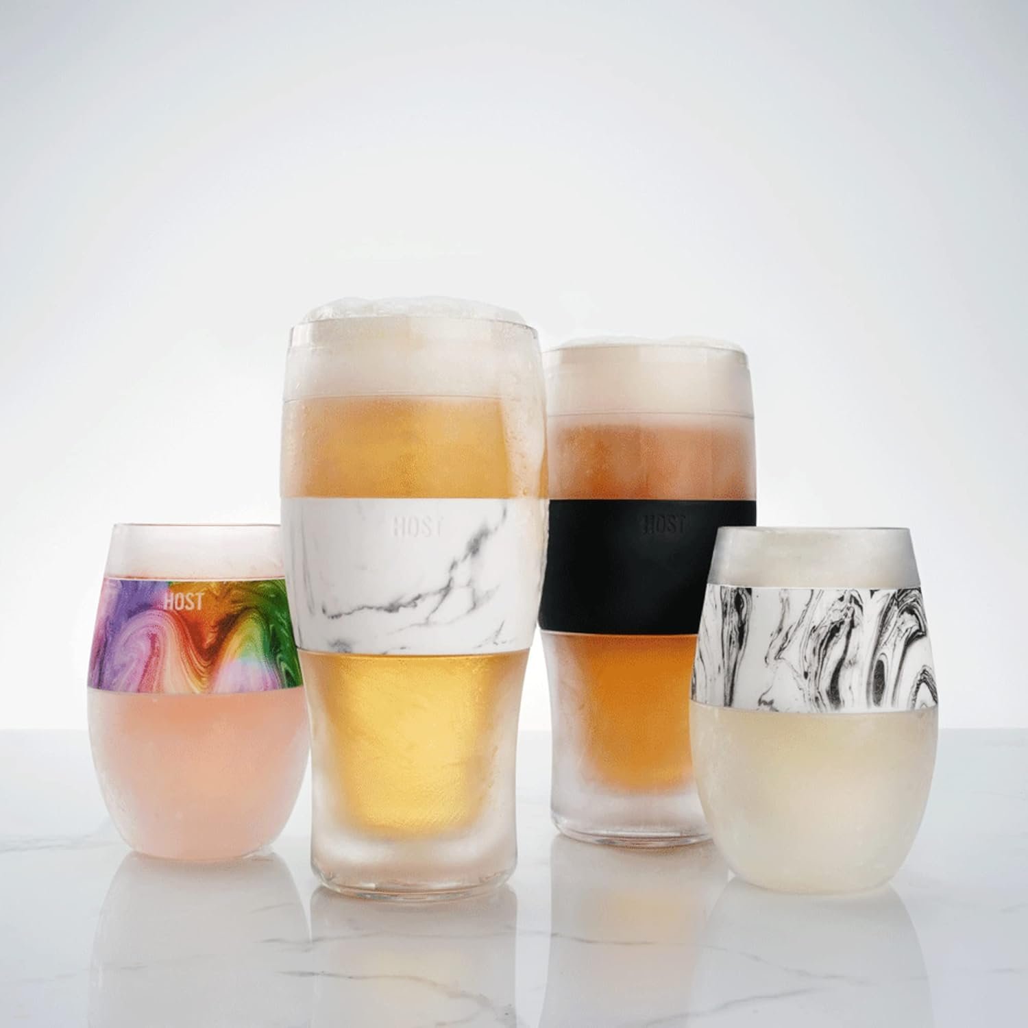 Host Freeze Frozen Mugs Freezable Pint Set Double Walled Insulated Glasses Tumbler for Iced Coffee 16oz