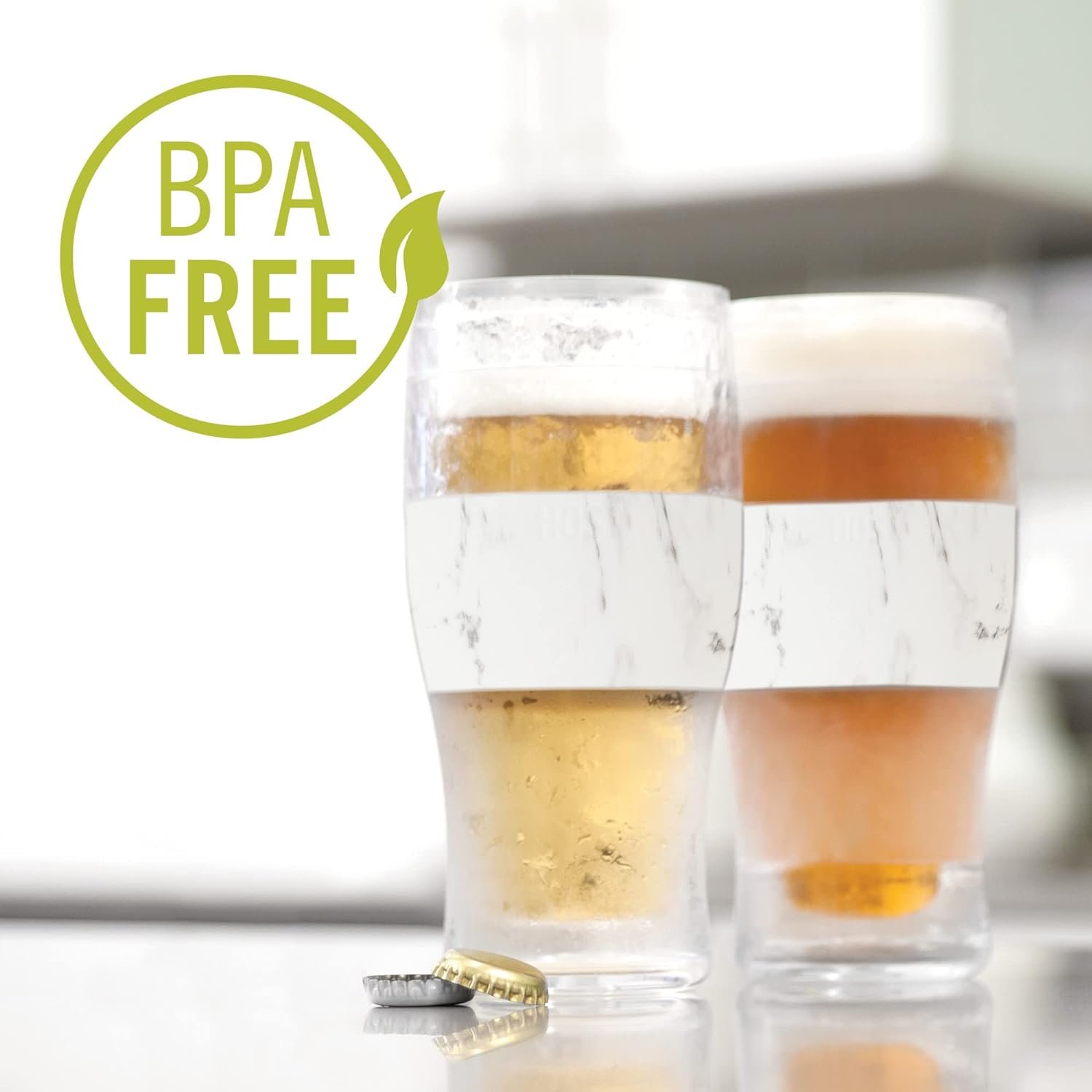 Host Freeze Frozen Mugs Freezable Pint Set Double Walled Insulated Glasses Tumbler for Iced Coffee 16oz