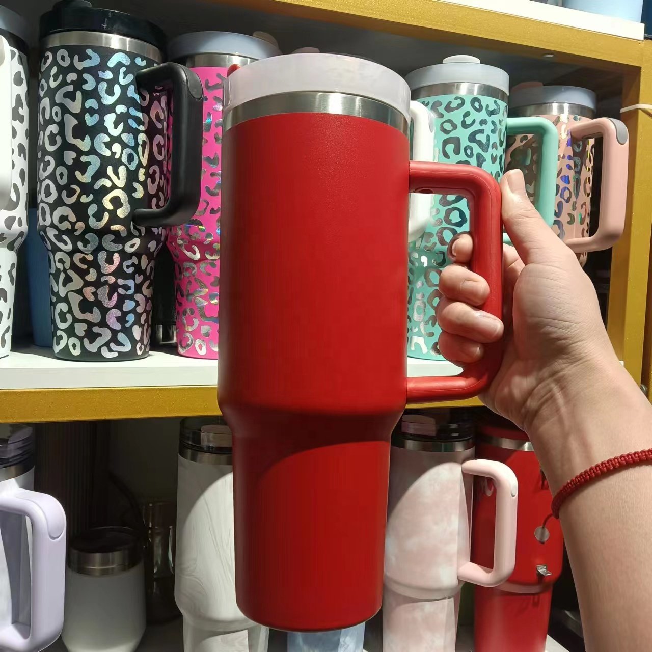 Christmas Color Red Green 40oz Reusable Vacuum Tumbler 40 oz Trek Tumbler Double Wall Vacuum mug