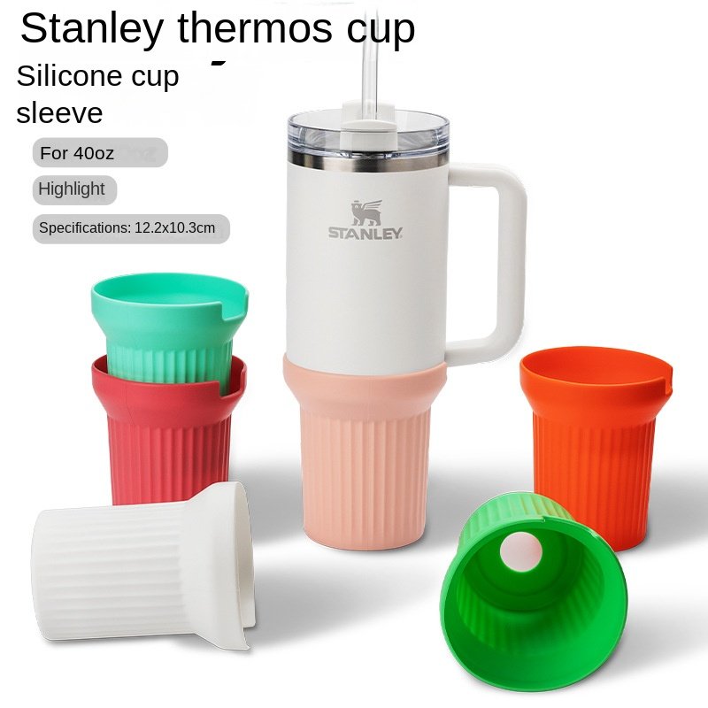 Silicone Boot Water Bottle Sleeve for Stanley 40 oz Cup Tumbler Essential Accessories with Bottom Protector for Safe Drinking
