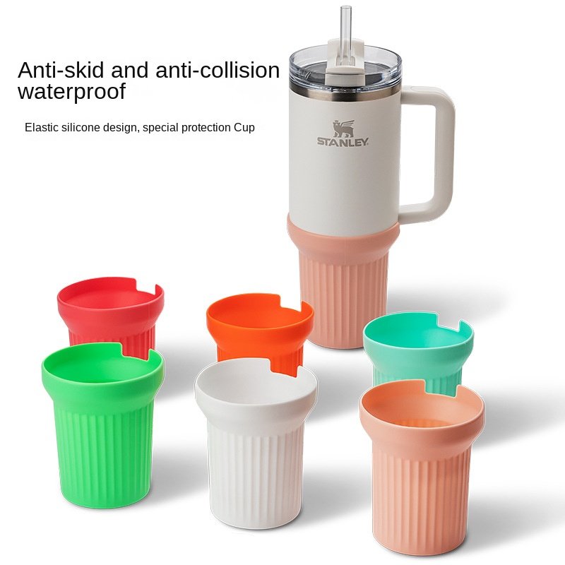 Silicone Boot Water Bottle Sleeve for Stanley 40 oz Cup Tumbler Essential Accessories with Bottom Protector for Safe Drinking