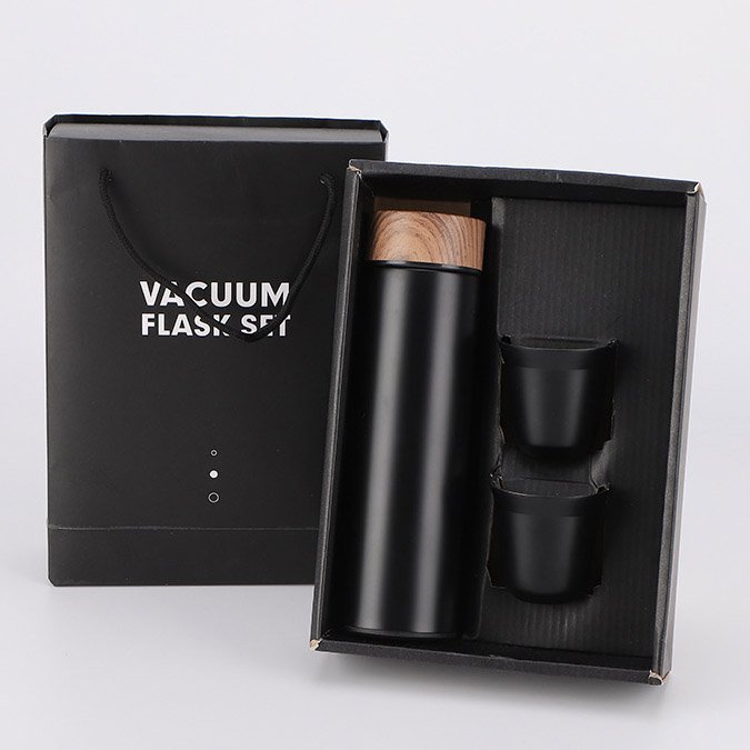 Durable Cloth bag Arabic Coffee Cup Custom Logo Business Stainless Steel Vacuum Flask With 2 Mini Coffee Tea Milk Cups