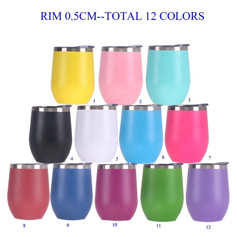 custom12 oz Stainless Steel Stemless Wine Glass Unbreakable Insulated double wall vacuum travel mugs wine tumbler