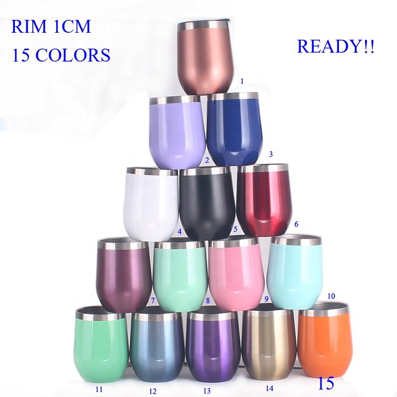 custom12 oz Stainless Steel Stemless Wine Glass Unbreakable Insulated double wall vacuum travel mugs wine tumbler