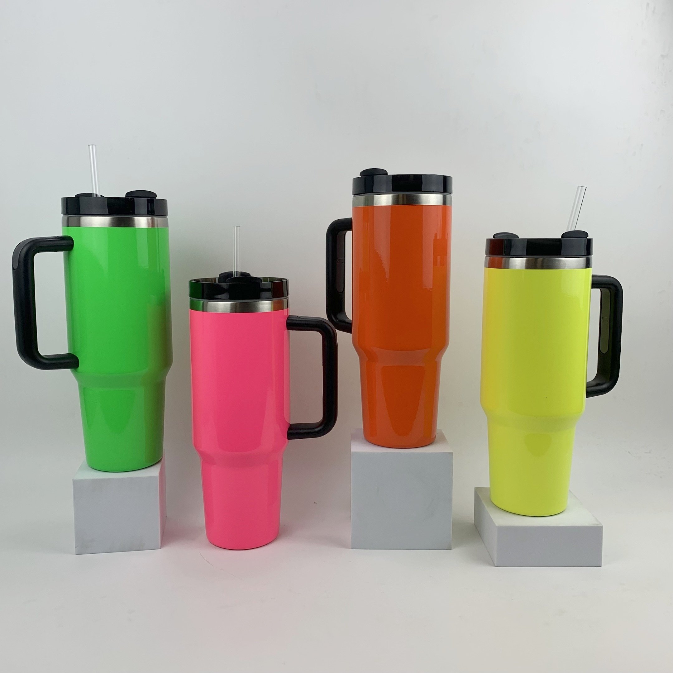 New Design Bright colors 40oz mug mugs cup travel 2.0 tumbler Neon advencher tumbler with lid and straw