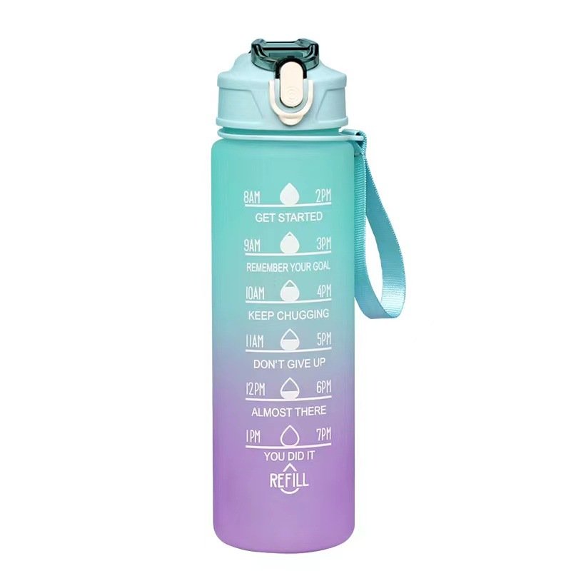 Factory Custom Logo Water Bottles With Times To Drink And Straw Motivational Water Bottle With Time Marker For Gym Sport Outdoor