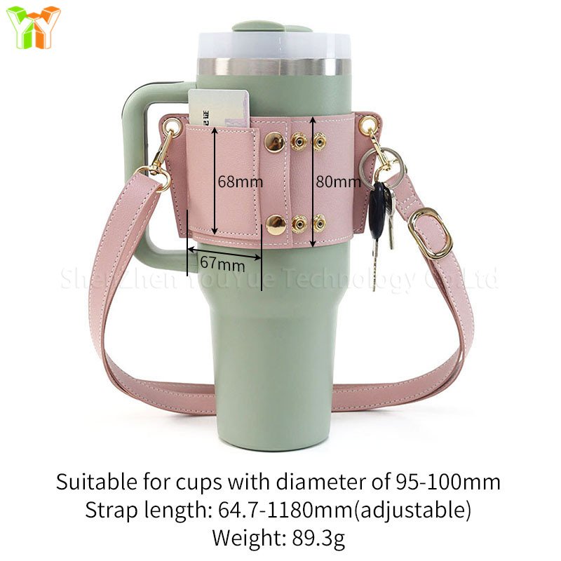 Leather Coffee Mug Sleeve Custom Mug Sleeves ID Credit Card Holder Water Bottle Holder Drink Cup Carrier with Card Pouch