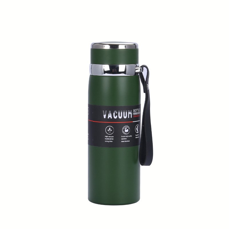 Custom 1L big capacity double wall vacuum thermos cup stainless steel insulated travel sport water bottles with strap