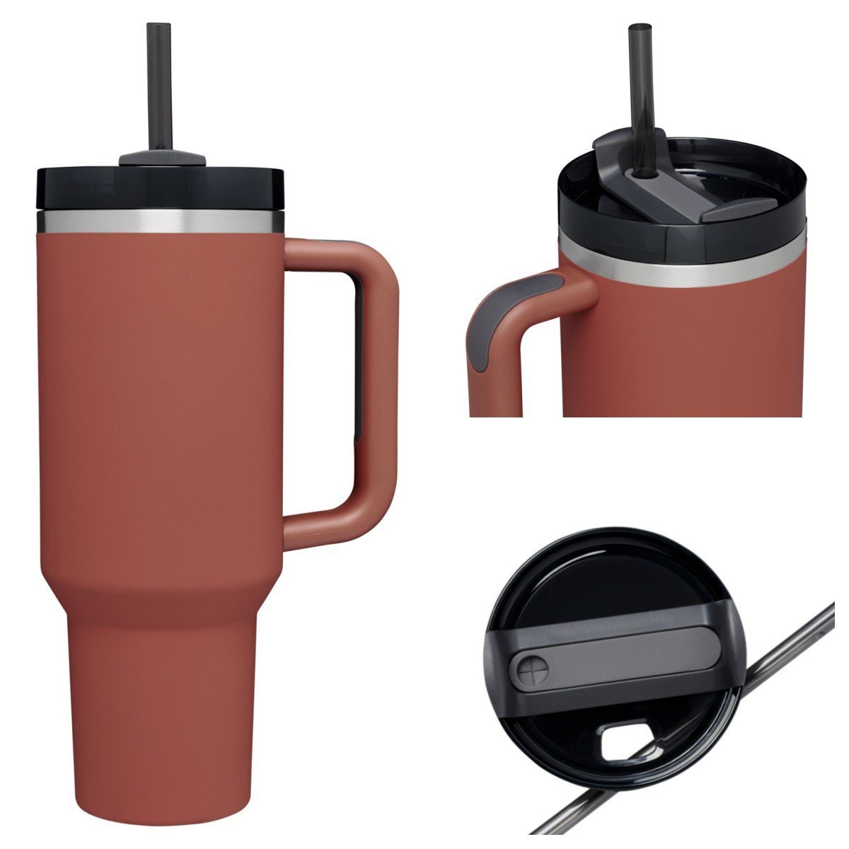 LeMuna 40oz Double Wall Stainless Steel Vacuum Insulated Coffee Mug Travel Tumbler with Handle