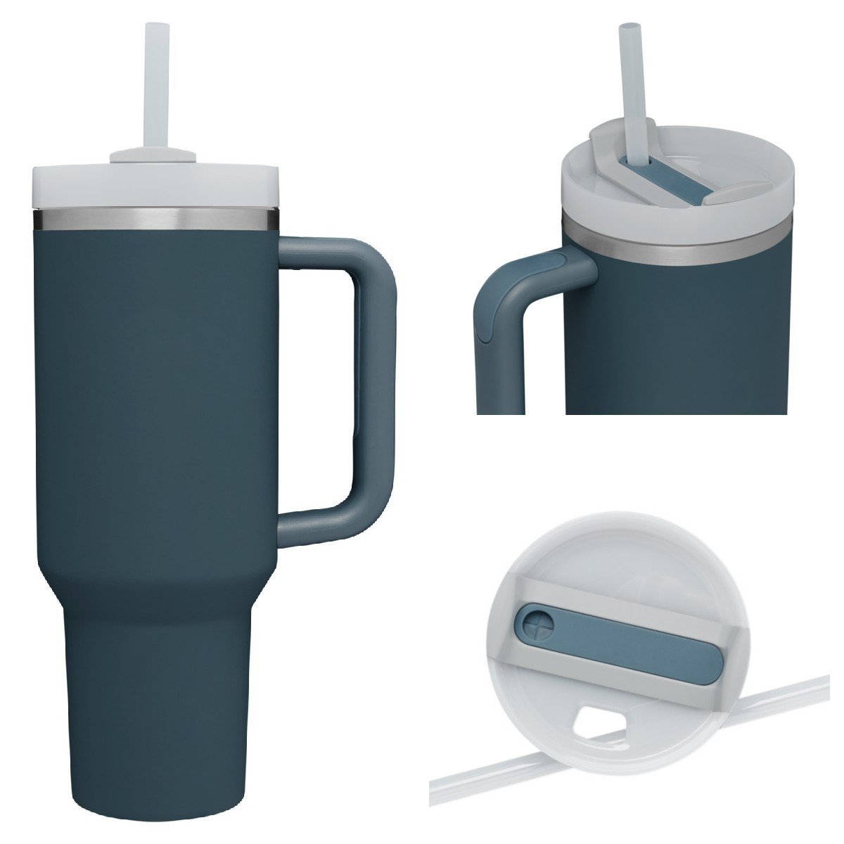 LeMuna 40oz Double Wall Stainless Steel Vacuum Insulated Coffee Mug Travel Tumbler with Handle