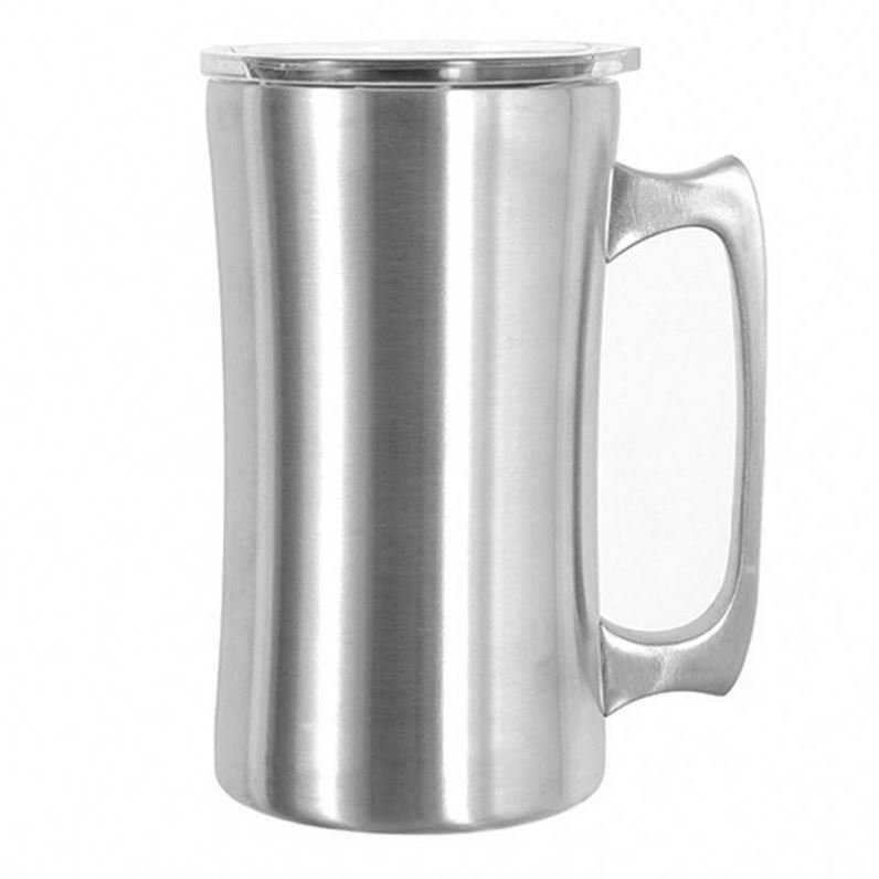 14 oz 450ml beer stein Stainless steel insulated mug with Welded Handle and Plastic Lid Large Metal Tankard Coffee Tea