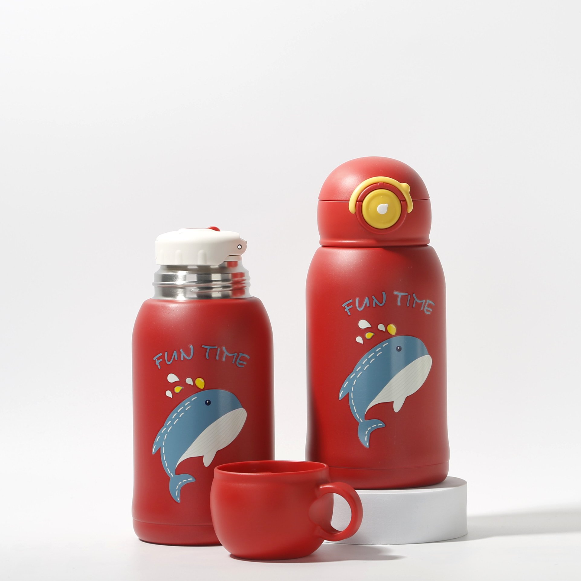 Cute Kids Stainless Steel Vacuum Flask Thermos With Straw Lid Dishwasher Safety Drinking Water Bottles