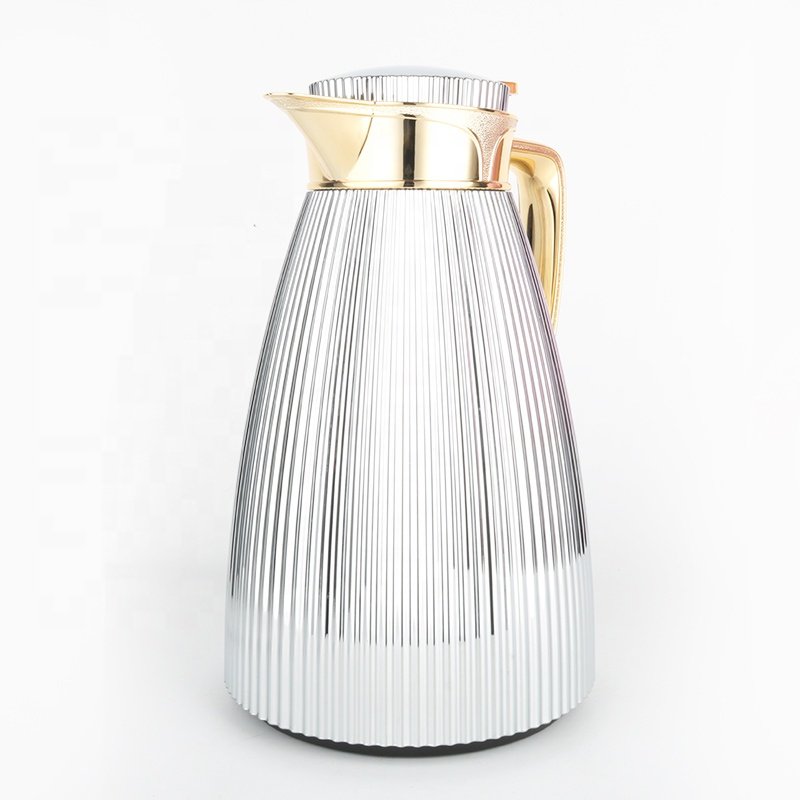 Y2024 Turkish Style Plastic BPA FREE Silver gold 1.0 liter Vacuum Glass Liner Flask Coffee Jug